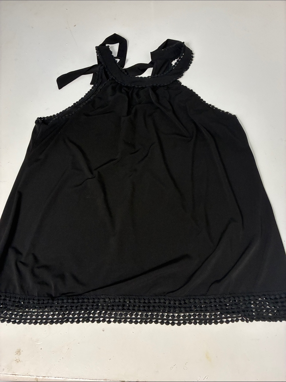 Maurices 0X Black Tie Neck Halter Top Circle Detail Sleeveless Tank Top